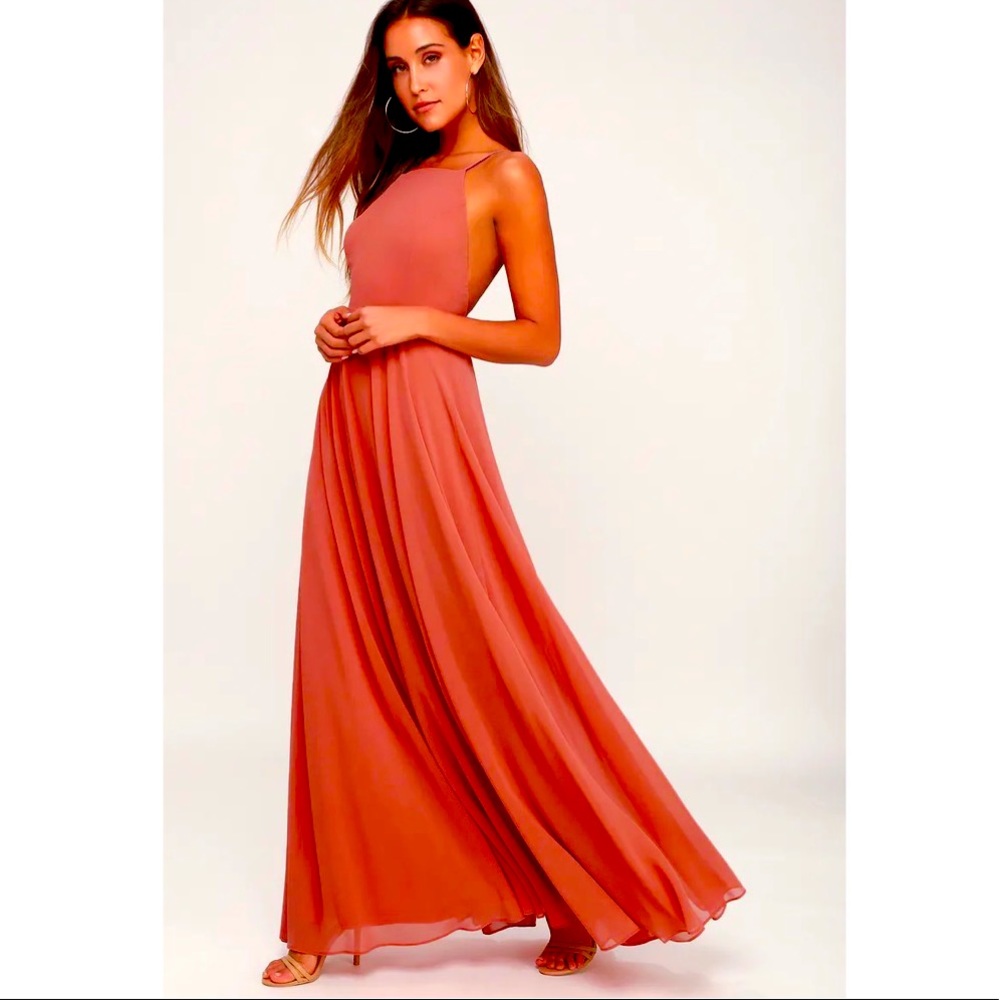 Lulus Mythical Kind of Love Coral Maxi Dress (discontinued color)
